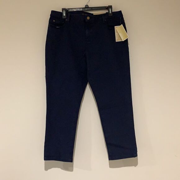 MICHAEL Michael Kors Izzy Cropped Skinny True Navy Blue Pants NEW $89 - Picture 5 of 8